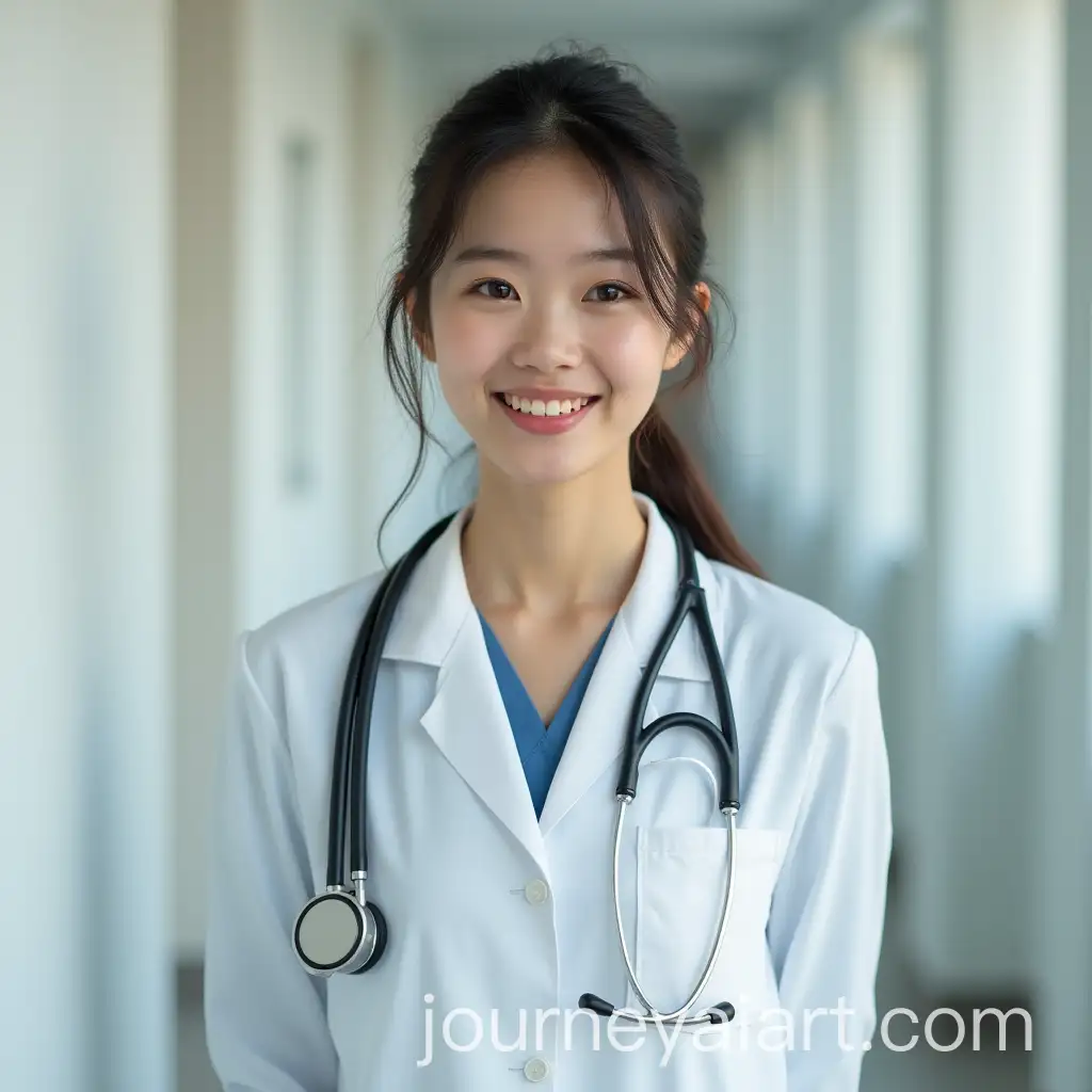 Cute-Asian-Veterinarian-Girl-Smiling-and-Giggling-in-a-Veterinary-Clinic