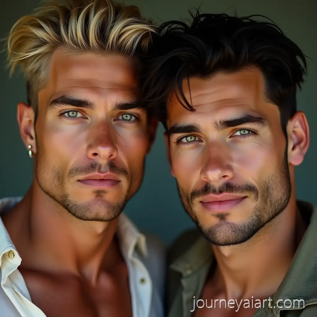 Two-Attractive-Men-with-Contrasting-Looks-and-ExpressionsAttractive-men-side-by-side