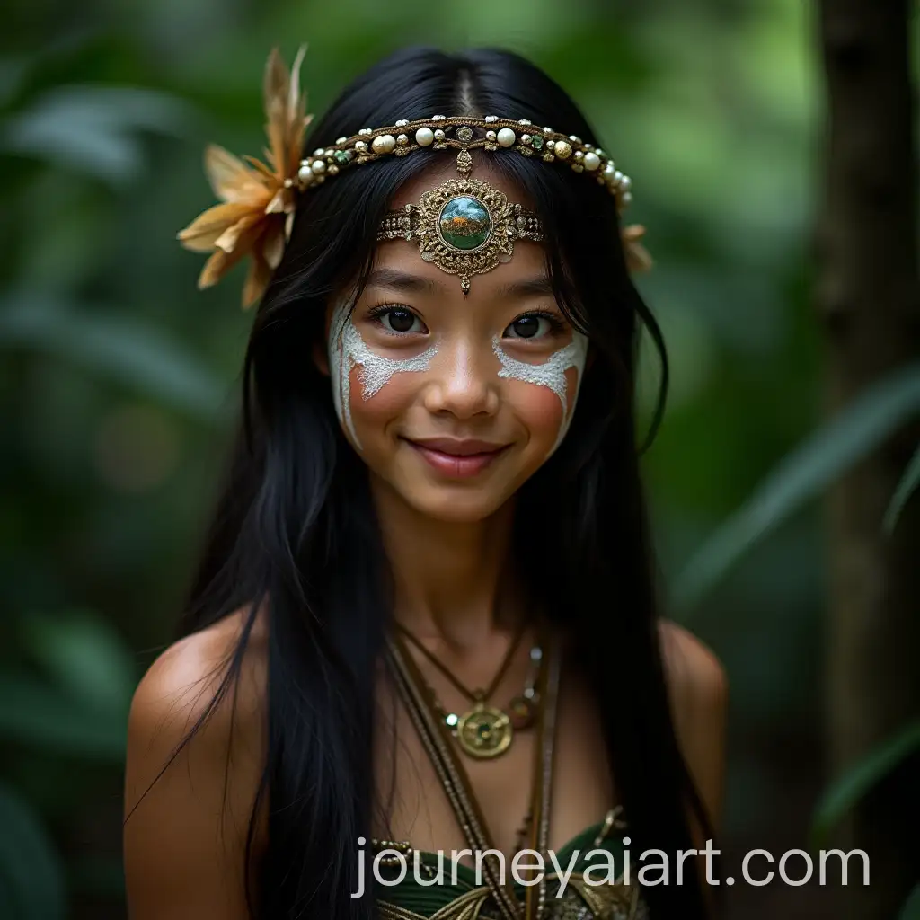 Portrait-of-8-Asian-Tribal-Girls-Smiling-with-Jungle-Background