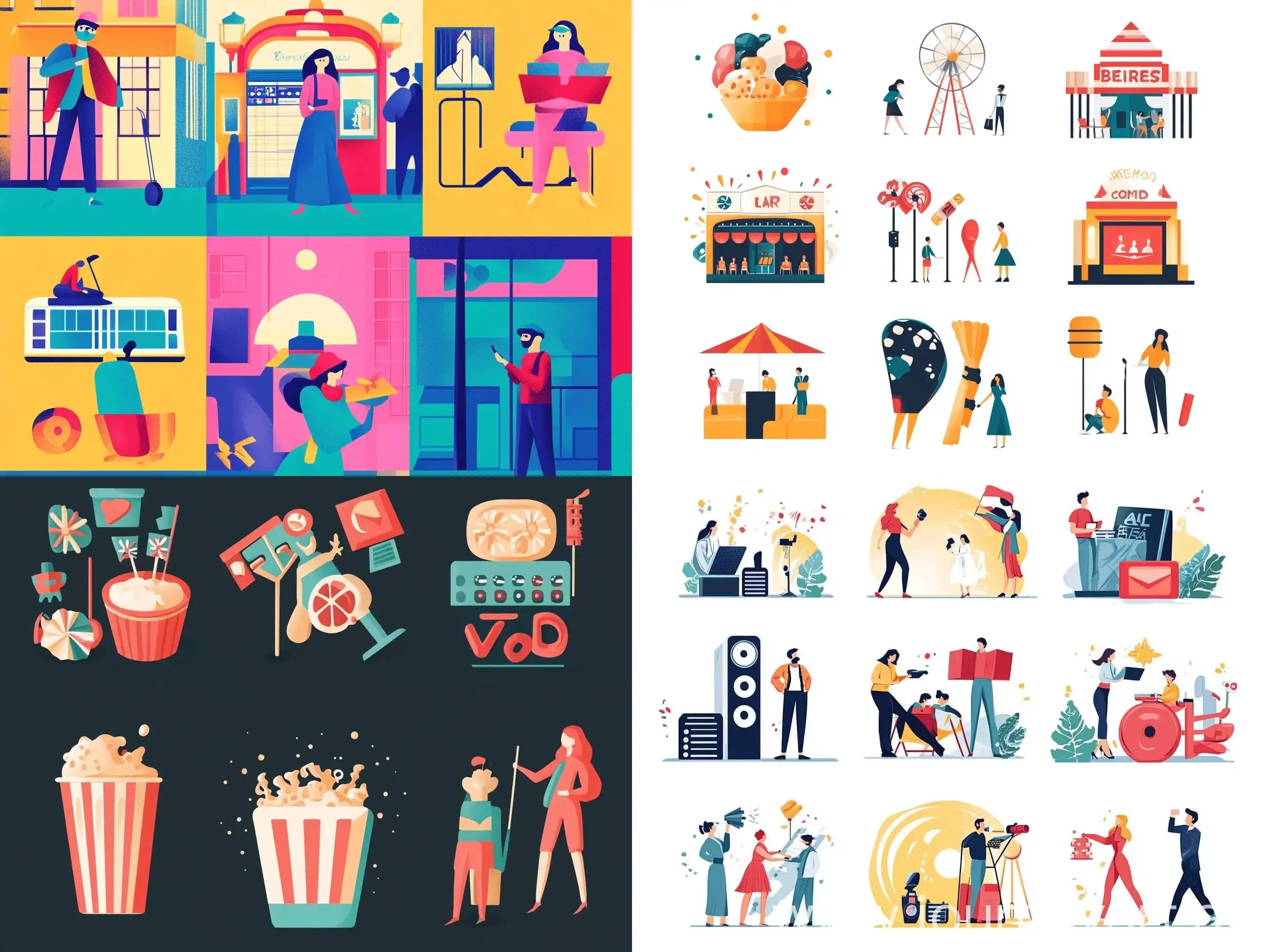 Vector-Illustrations-of-Excursions-Cinema-Holidays-and-More-in-Unified-Style