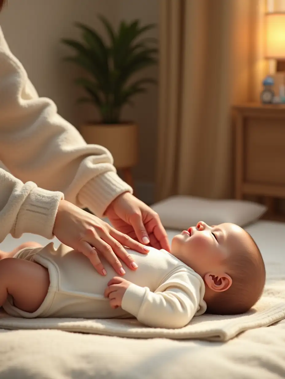 Mother-Gently-Massaging-Baby-in-Cozy-Serene-Room