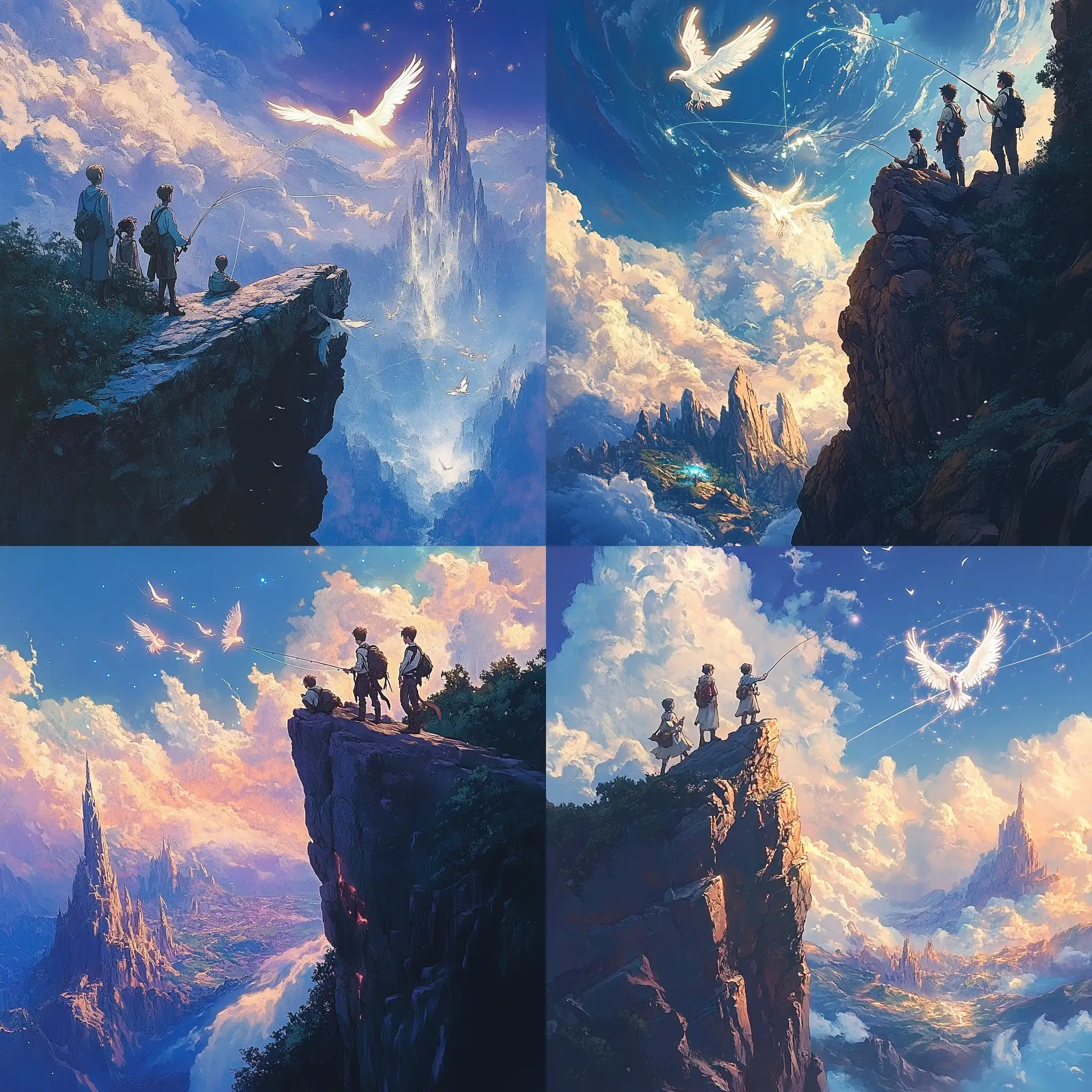 Young-Adventurers-Fishing-for-Spirit-Eagles-on-a-Mountain-Peak