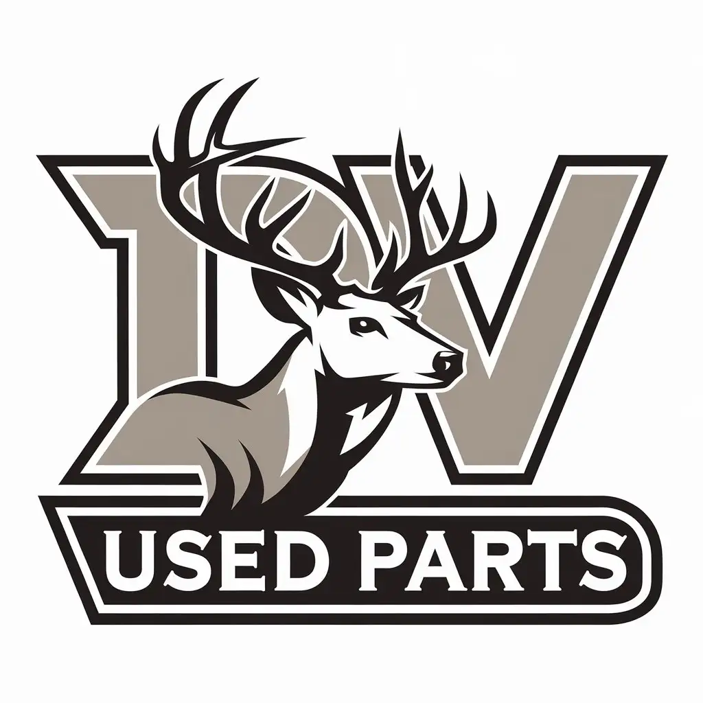 LOGO Design for DV Used Parts Vector with Deer Symbol Under DV for Retail Industry