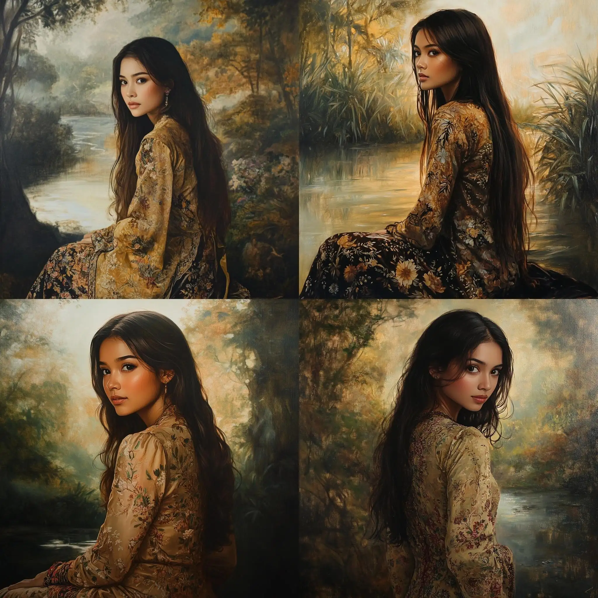 Mixed-MalayGerman-Woman-in-Elegant-Kebaya-in-Misty-Forest-Setting