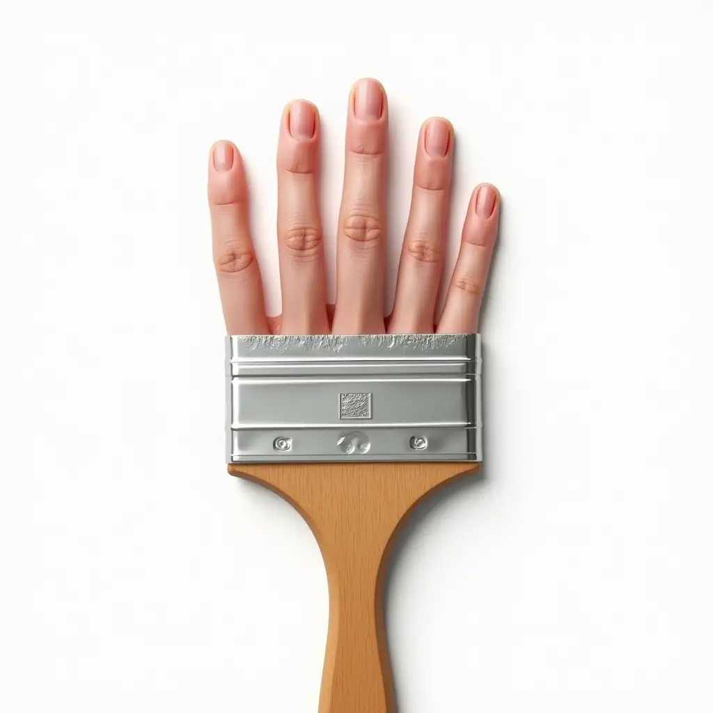 Surreal-Flat-Paintbrush-with-Human-Fingers-Replacing-Bristles