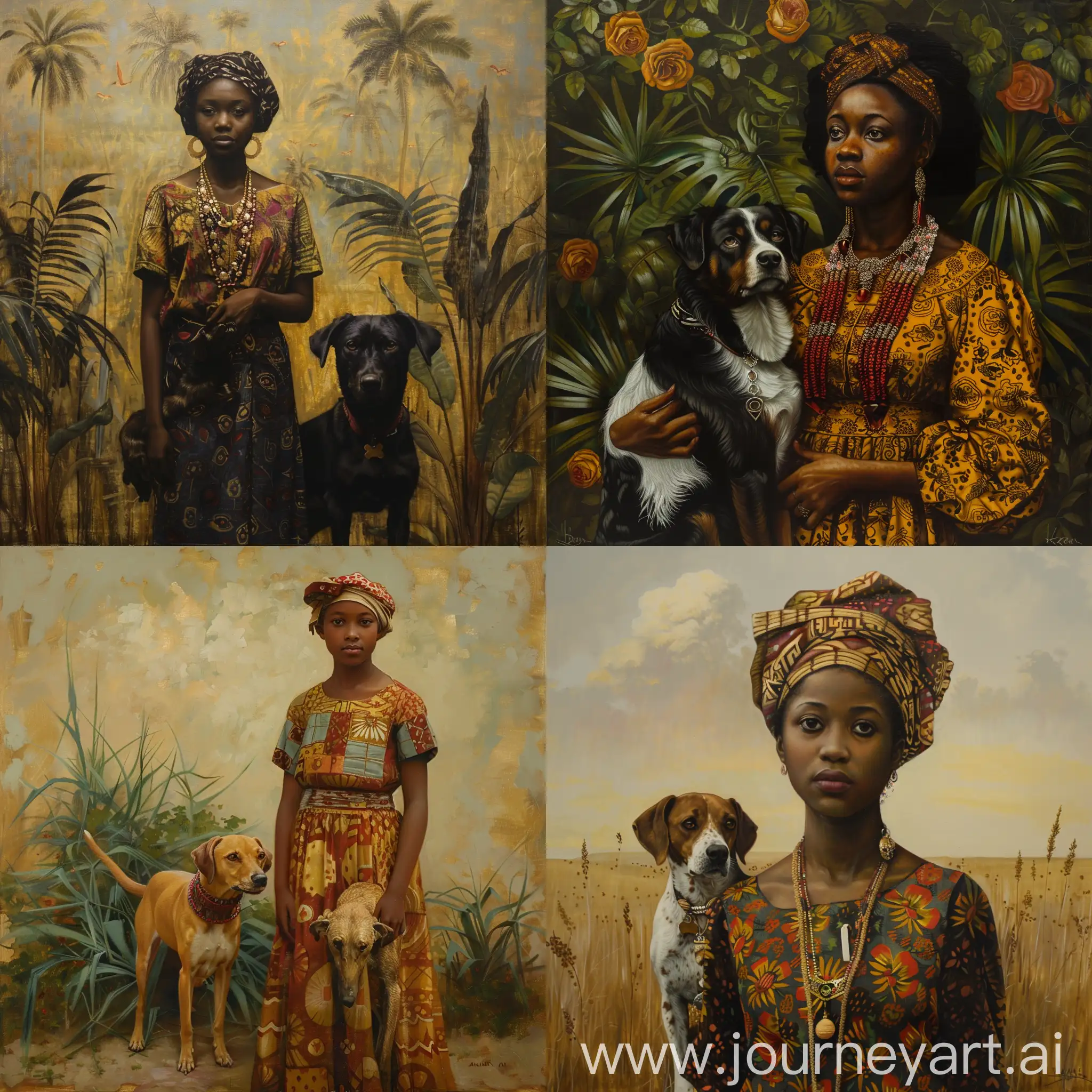 Renaissance-Painting-of-an-Ancient-Igbo-Girl-with-a-Dog