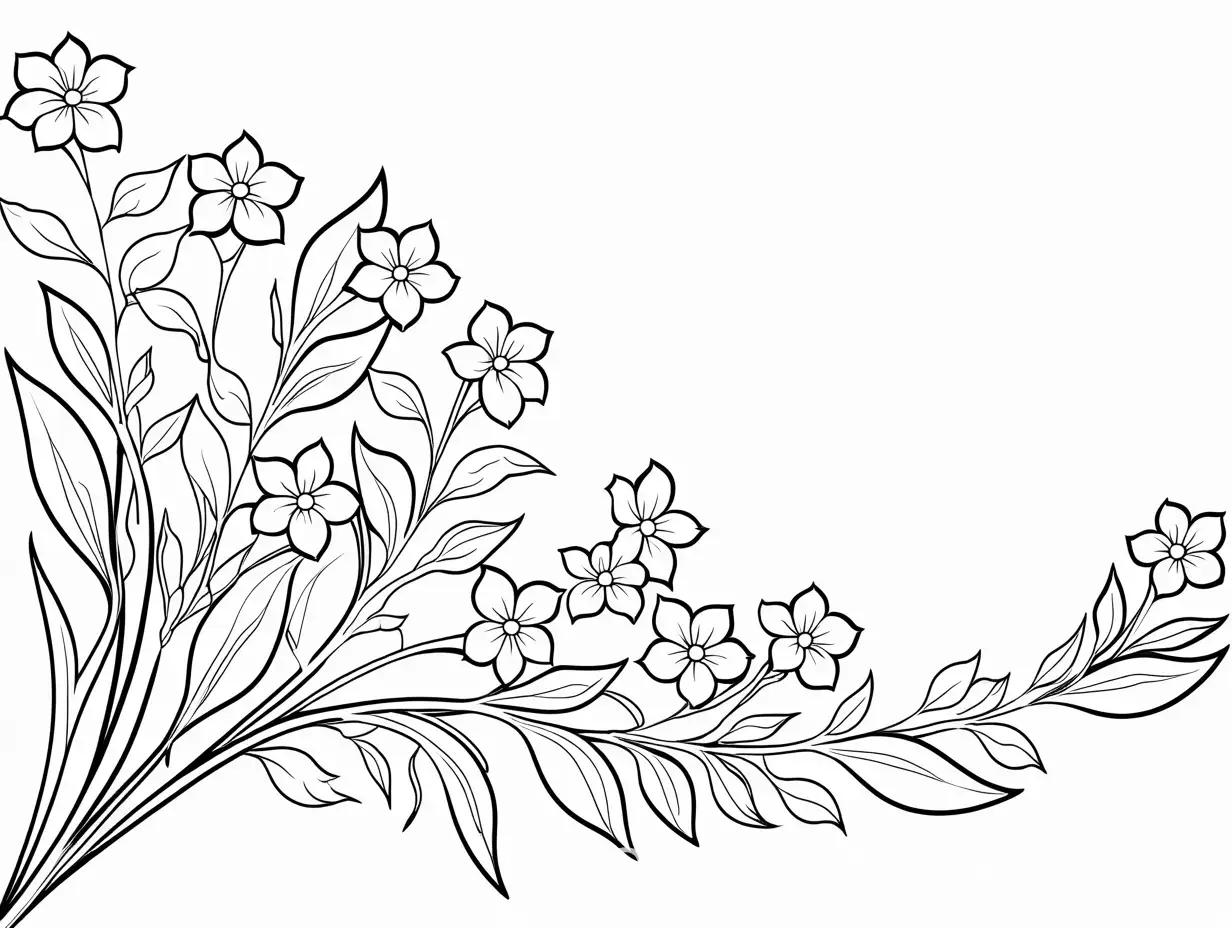 ForgetMeNot-Blossom-Coloring-Page-with-Simplicity-and-Ample-White-Space