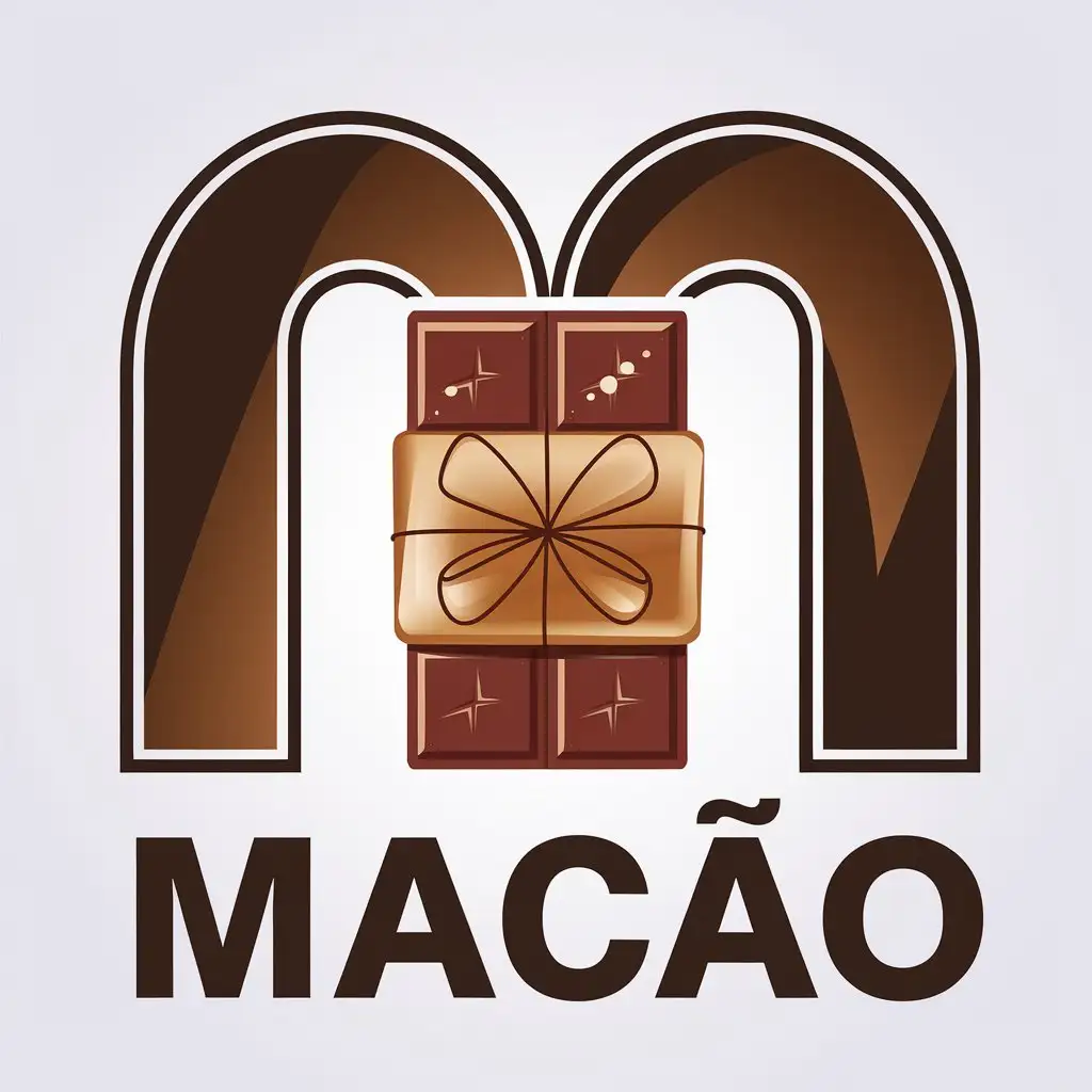 a vector logo design,with the text "MACAO", main symbol:chocolate,gift,Moderate,clear background