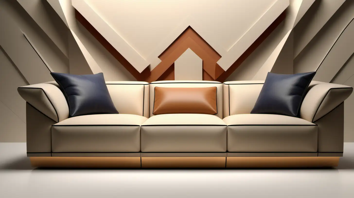 Geometric Sofa Design with Beige Color Palette