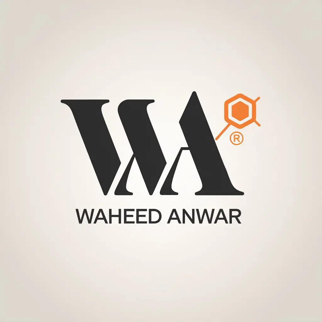 LOGO Design for Waheed Anwar Minimalistic WA Symbol with Orange for Education Industry