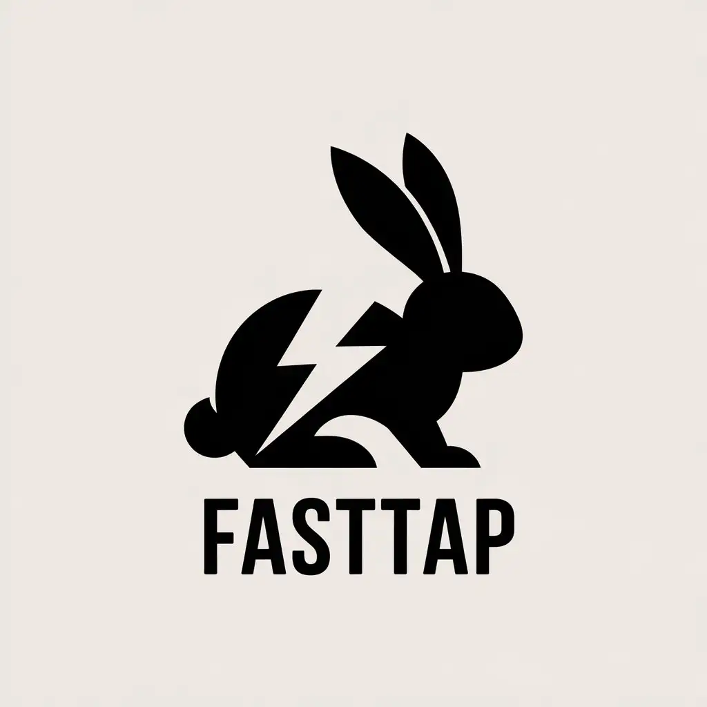 a vector logo design,with the text "FastTap", main symbol:A rabbit's silhouette with a symbol of lightning superimposed, using abstractism and geometric style,Moderate,clear background