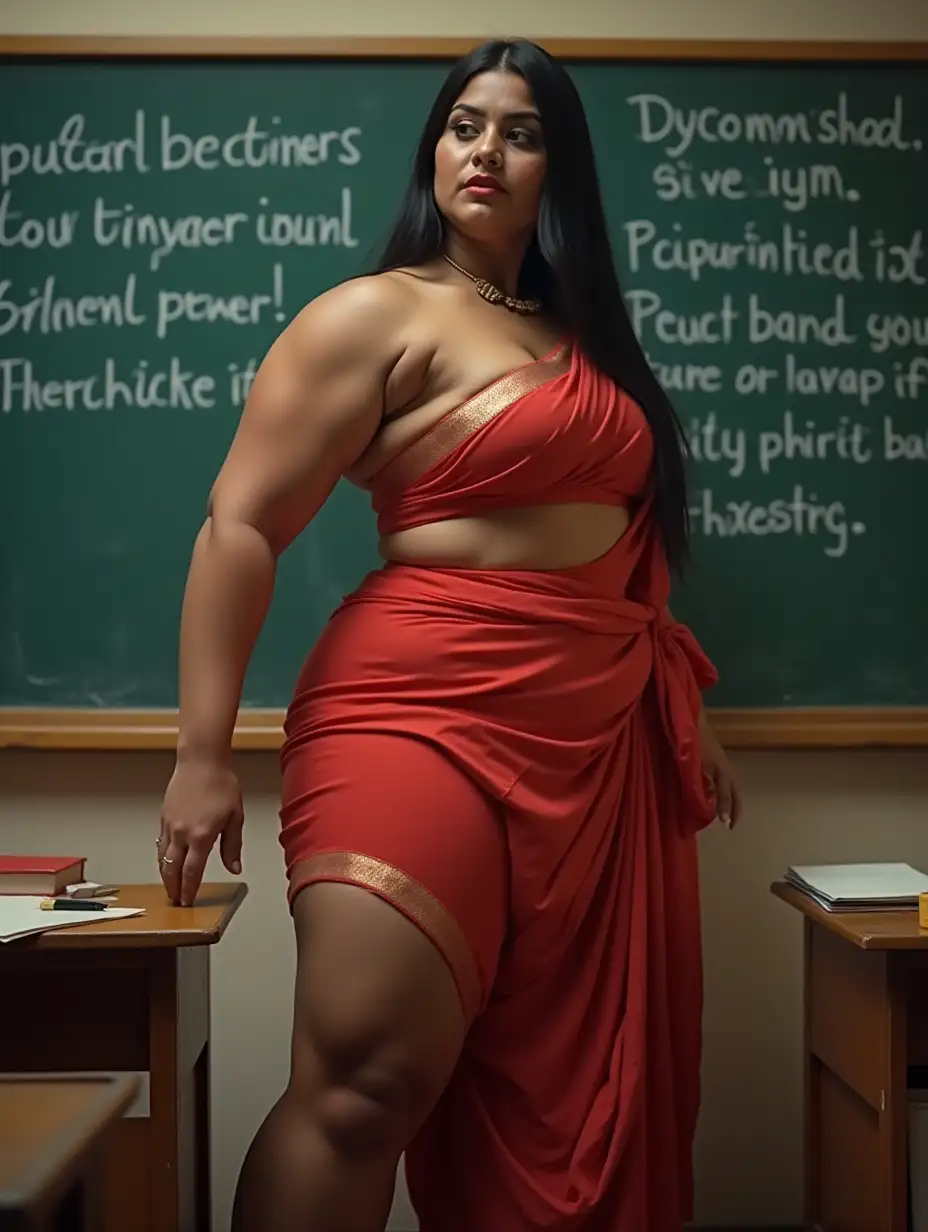 Muscular-PlusSize-Indian-Woman-Teaching-in-Classroom-with-Empowering-Message-on-Education