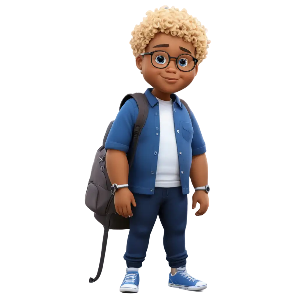 Chubby-Black-Boy-with-Curly-Blonde-Hair-Blue-Eyes-and-Glasses-PNG-Image-for-Creative-Use