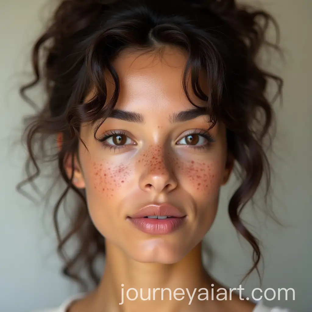 Portrait-of-a-Serene-Young-Woman-with-Freckles-and-AlmondShaped-Eyes