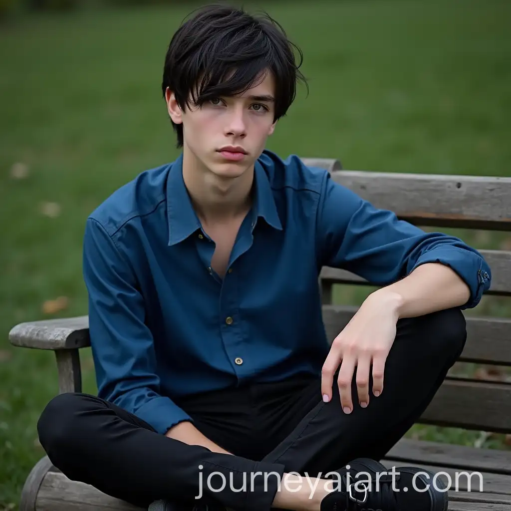 Young-Welsh-Man-Sitting-on-a-Bench-with-Serious-Expression-and-Majestic-Features