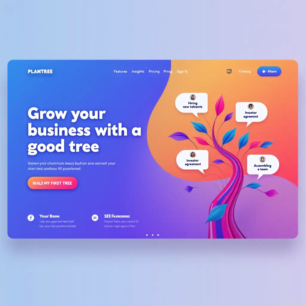 Modern-Website-Landing-Page-Design-for-Plantree-with-Vibrant-Gradient-Background