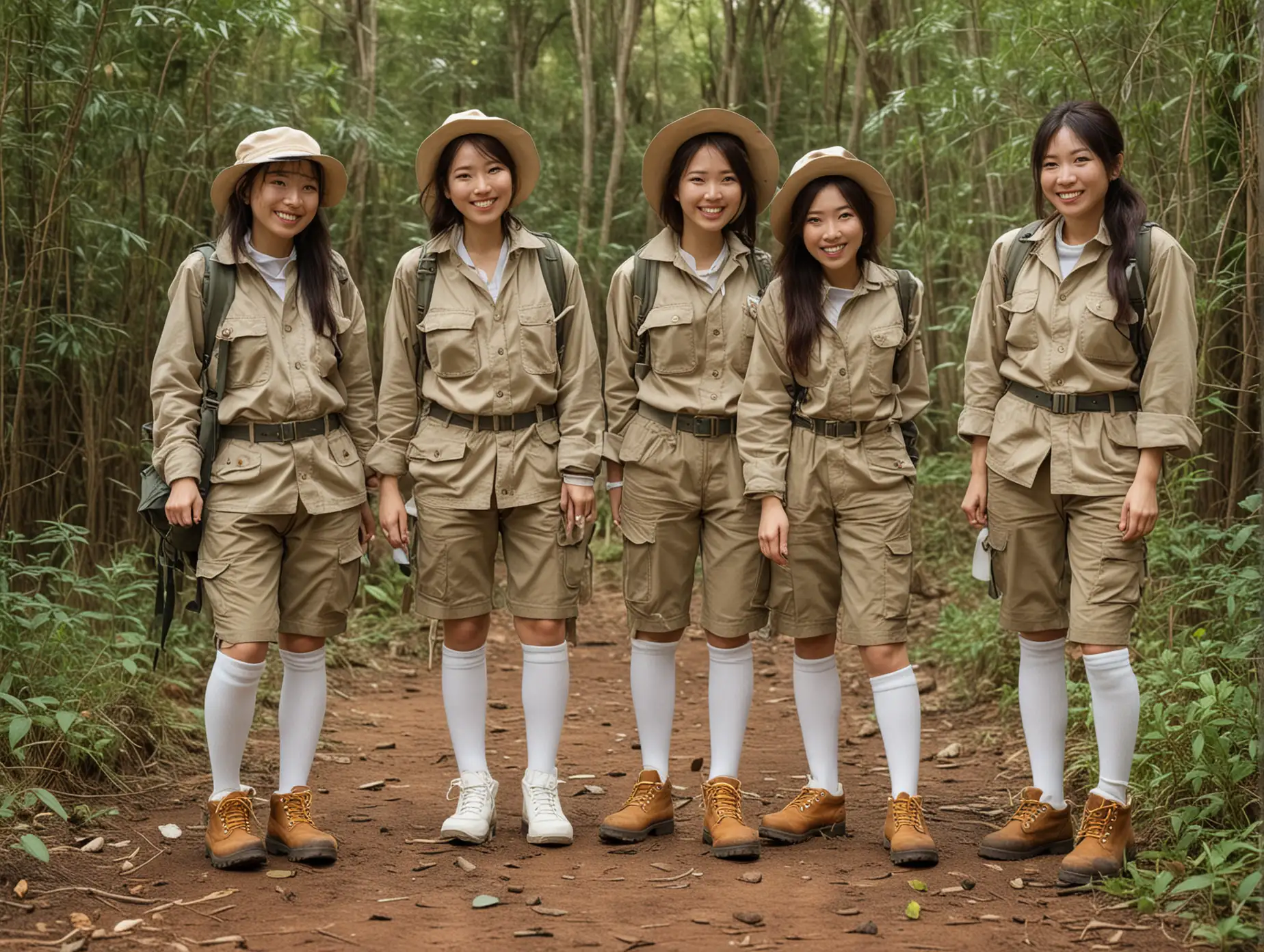 Japanese-Women-Safari-Exploration-Team-in-Timberland-Boots-and-Cute-Smiles