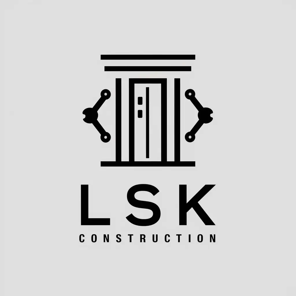 a vector logo design,with the text "LSK", main symbol:elevator and mechanic,Minimalistic,be used in Construction industry,clear background