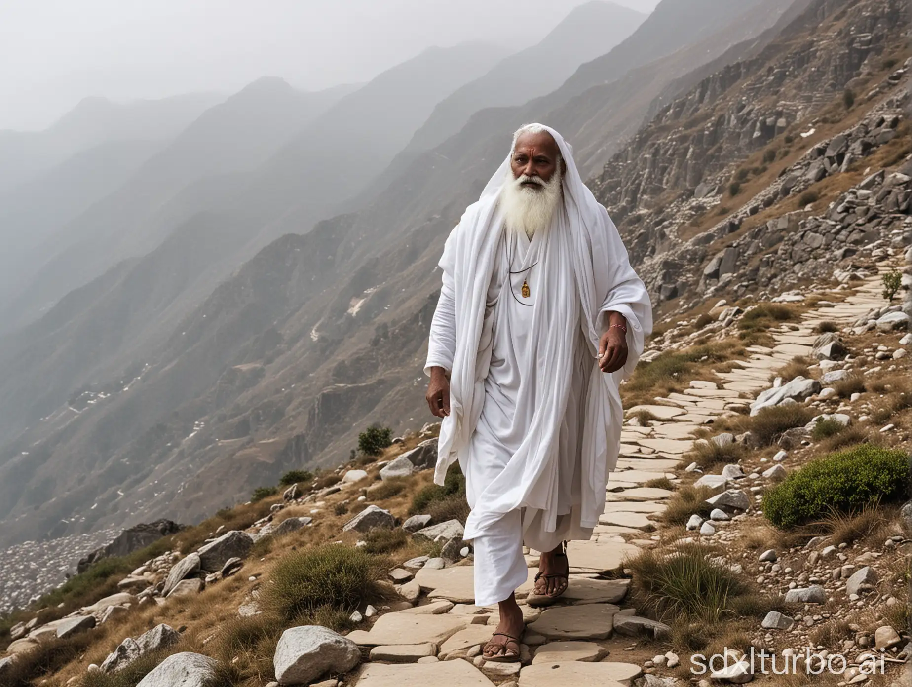 Indian-Saint-Ascending-Himalayan-High-Hills-Path