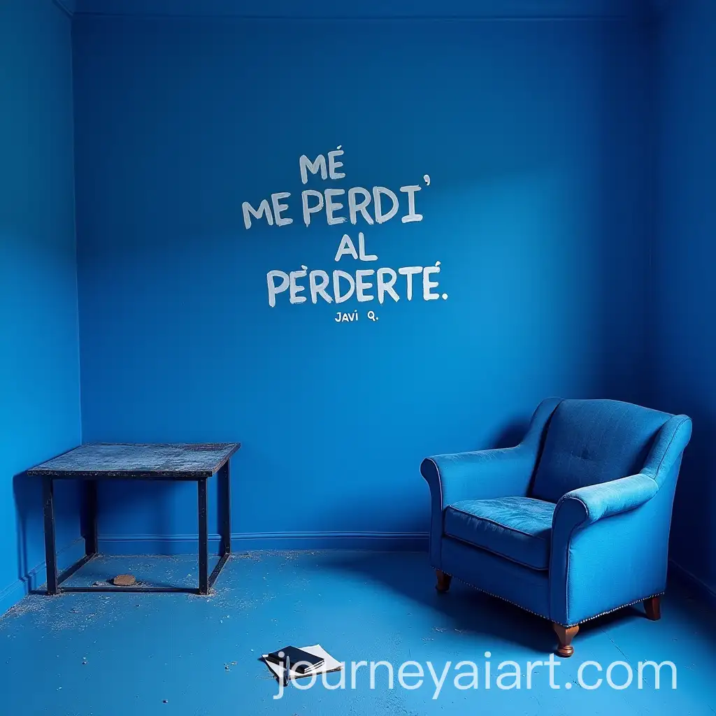 Blue-Room-with-Broken-Furniture-and-HandPainted-Text