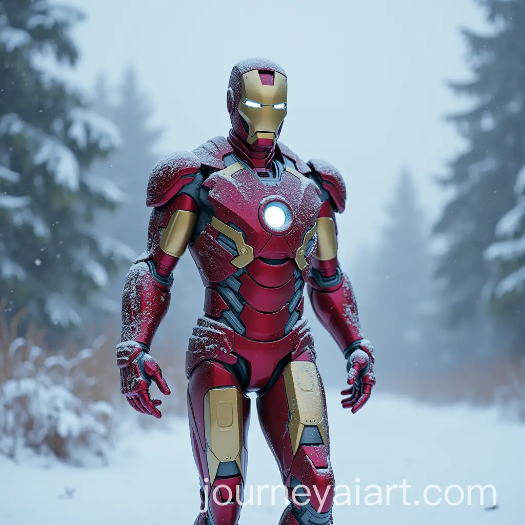 Iron-Man-Standing-in-Snowy-Landscape
