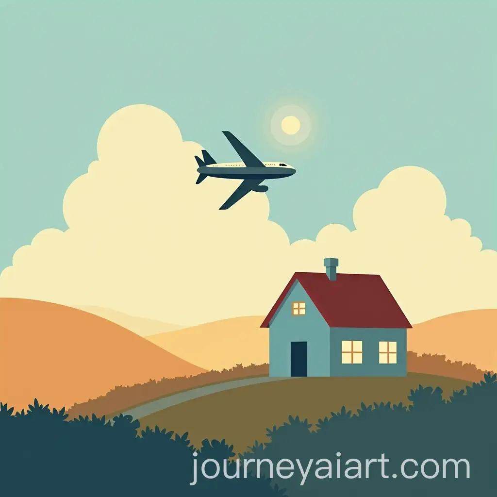 Bright-Daytime-Scene-with-a-Plane-in-the-Sky-andAI-Image-Prompt-Expansion-a-House-Below