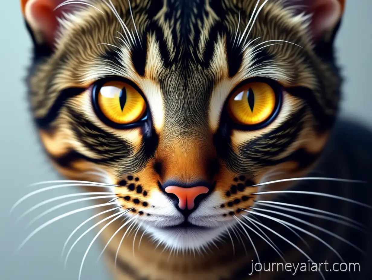 Closeup-of-Realistic-Cat-Face-with-Striking-Golden-Eyes-and-Detailed-Fur
