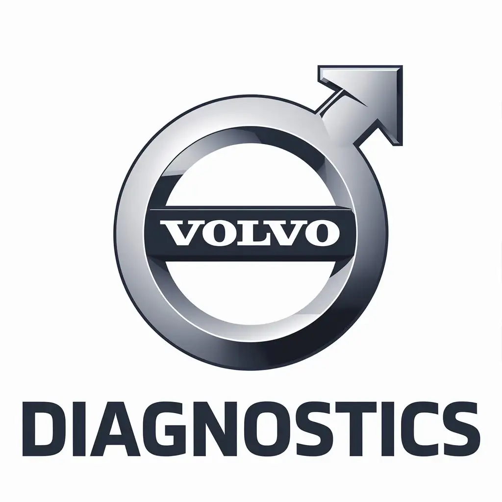 a vector logo design,with the text "DIAGNOSTICS", main symbol:VOLVO,Minimalistic,be used in Automotive industry,clear background