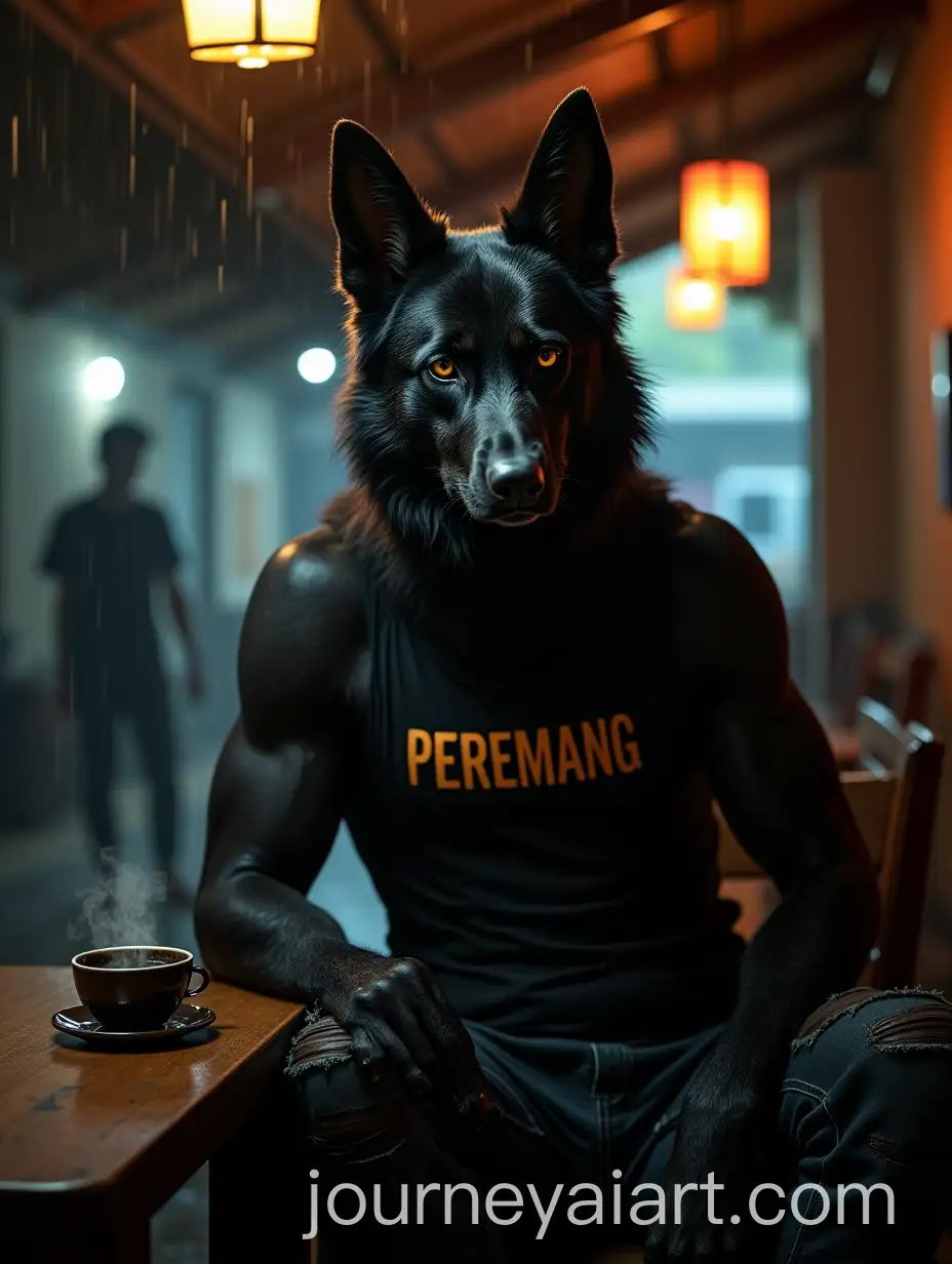AnthropAI-Art-Prompt-Expansionomorphic-Black-German-Shepherd-in-Traditional-Indonesian-Warung-During-Rainstorm