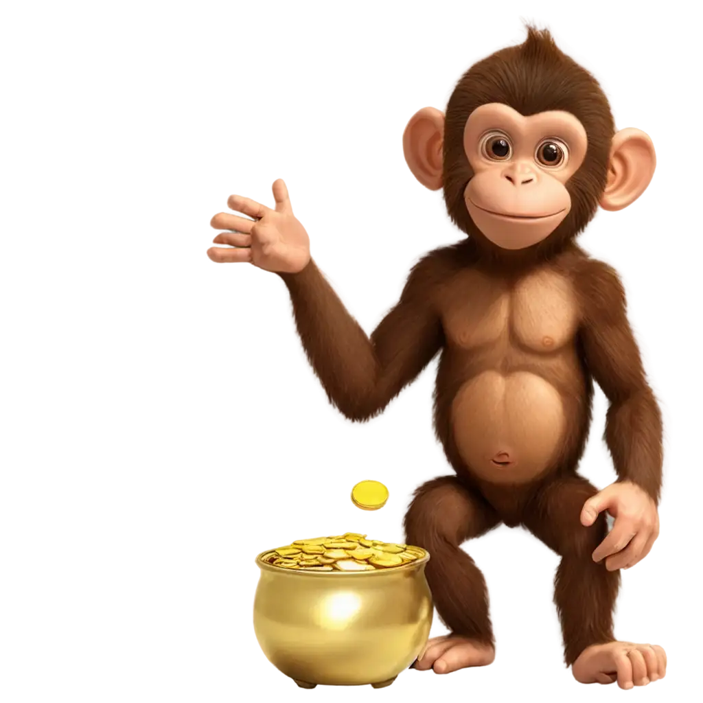 Monkey-with-a-Pot-of-Gold-PNG-Image-Capturing-Playfulness-and-Wealth