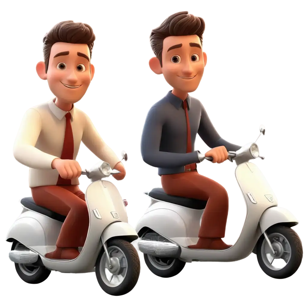 SEOOptimized-3D-PNG-Animation-of-Two-Men-Riding-a-Vespa-Scooter