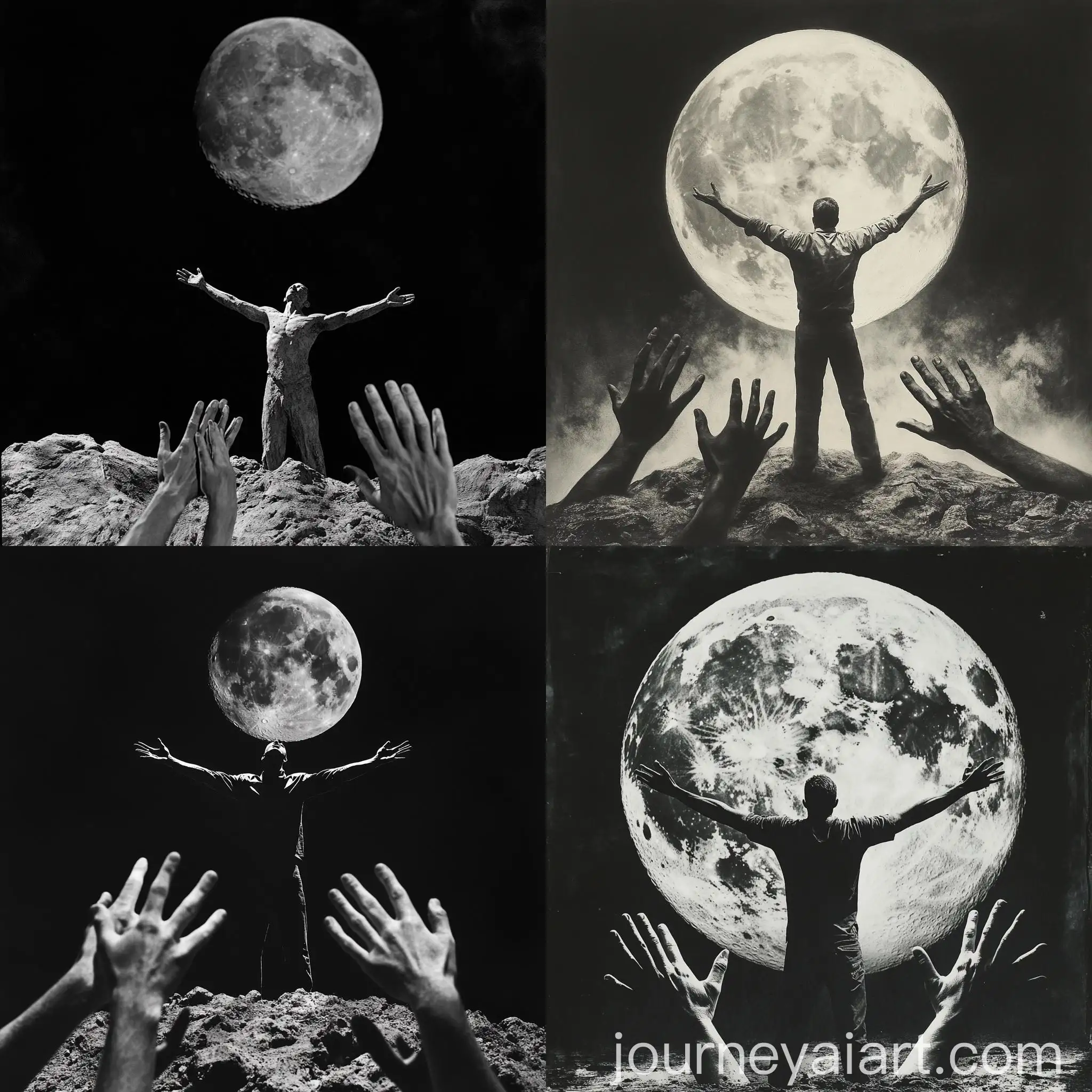 Man-Reaching-for-Moon-Amidst-Earthly-Restraint