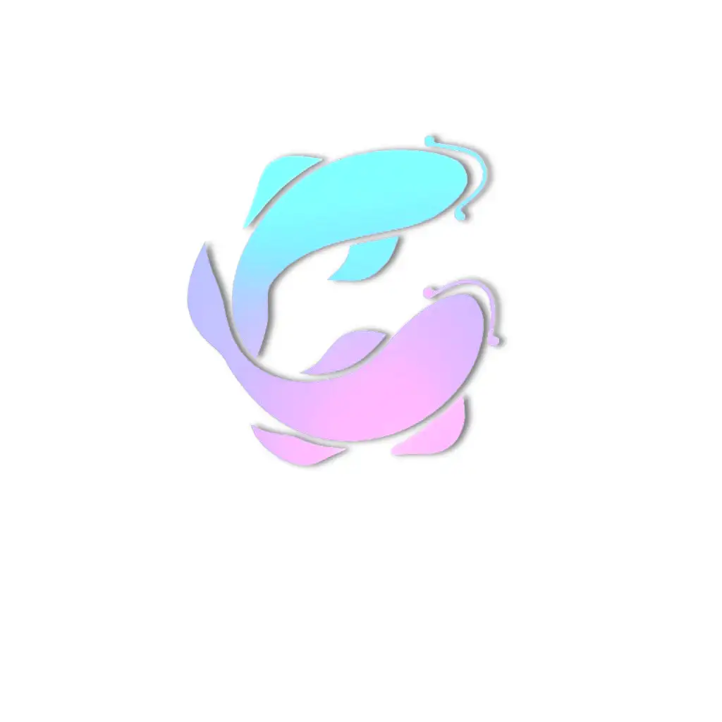 a vector logo design,with the text "lamputa", main symbol:Koi blue purple gradient animation,Minimalistic,be used in Internet industry,clear background