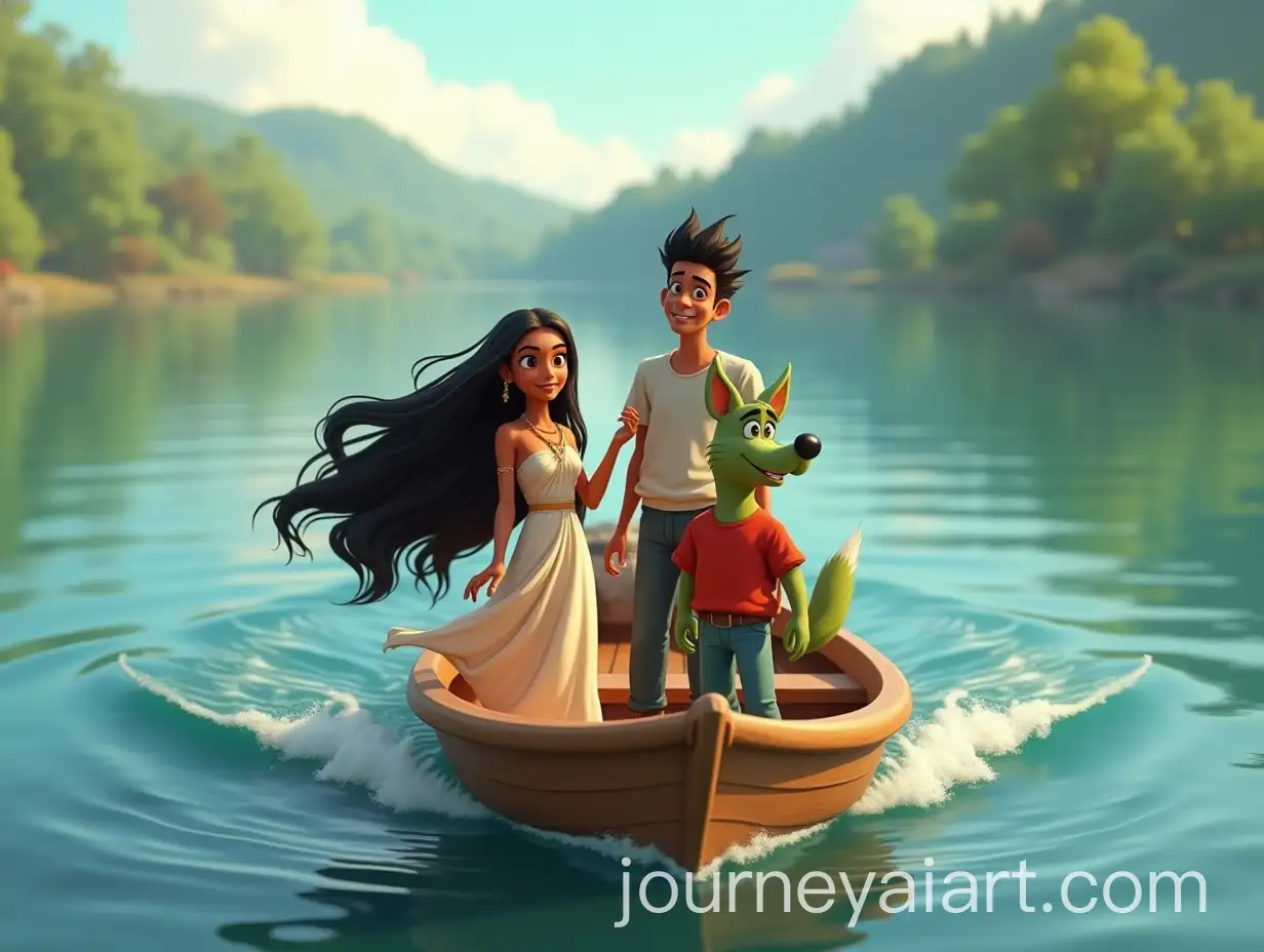 Young-Friends-Enjoying-a-Boat-Ride-on-a-Calm-Lake