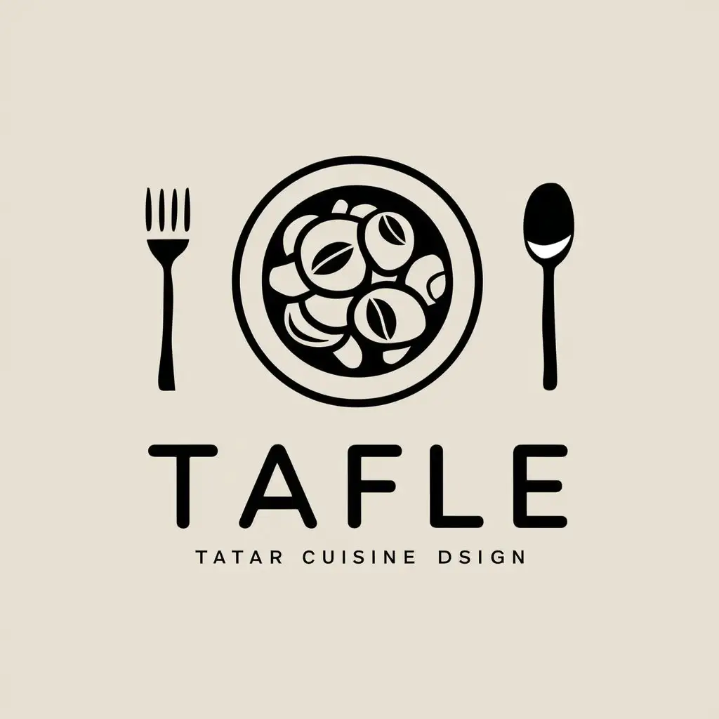 a vector logo design,with the text "Tafle", main symbol:Tatar cuisine dish,Minimalistic,be used in Restaurant industry,clear background