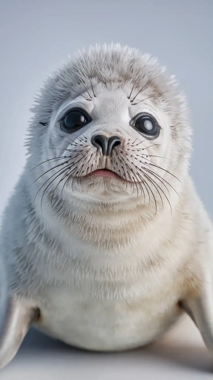 CloseUp-Portrait-of-a-Baby-Harp-Seal-with-Soulful-Eyes-and-Fluffy-Fur