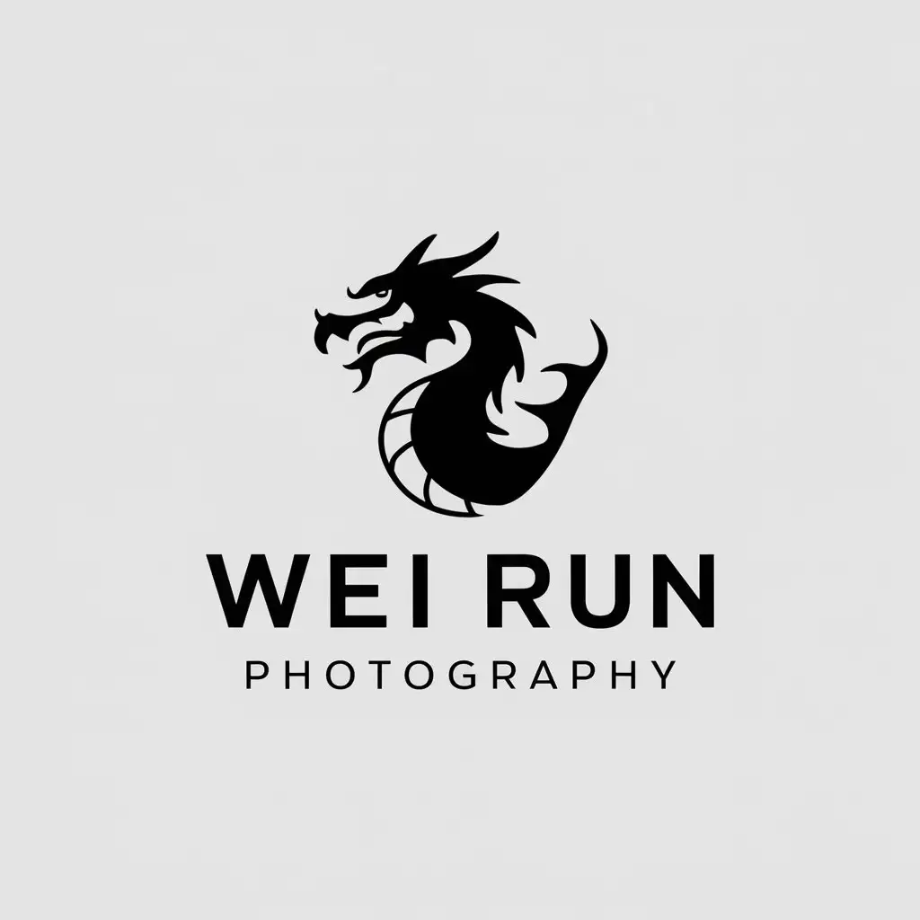 a vector logo design,with the text "Wei run photography", main symbol:dragon,Minimalistic,be used in Sports Fitness industry,clear background