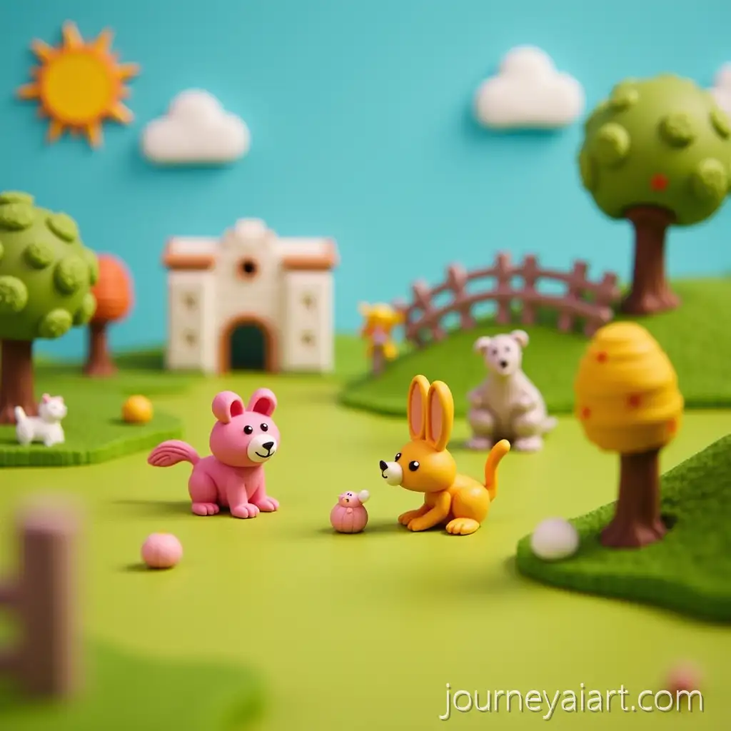 Whimsical-ClaymPlayful-claymation-sceneation-Adventure-in-a-Sunny-Pastoral-Landscape