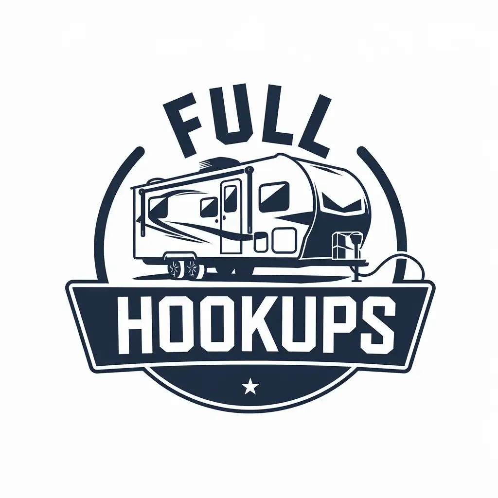 LOGO Design for Full Hookups 3D RV with Electrical Cord and Shore Power Theme for Travel Industry