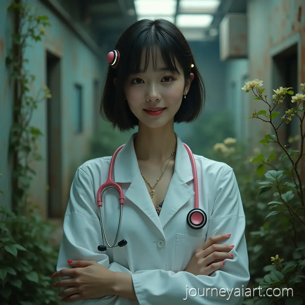 Asian-Doctor-with-Futuristic-Postapocalyptic-Twist-in-Crumbling-Hospital