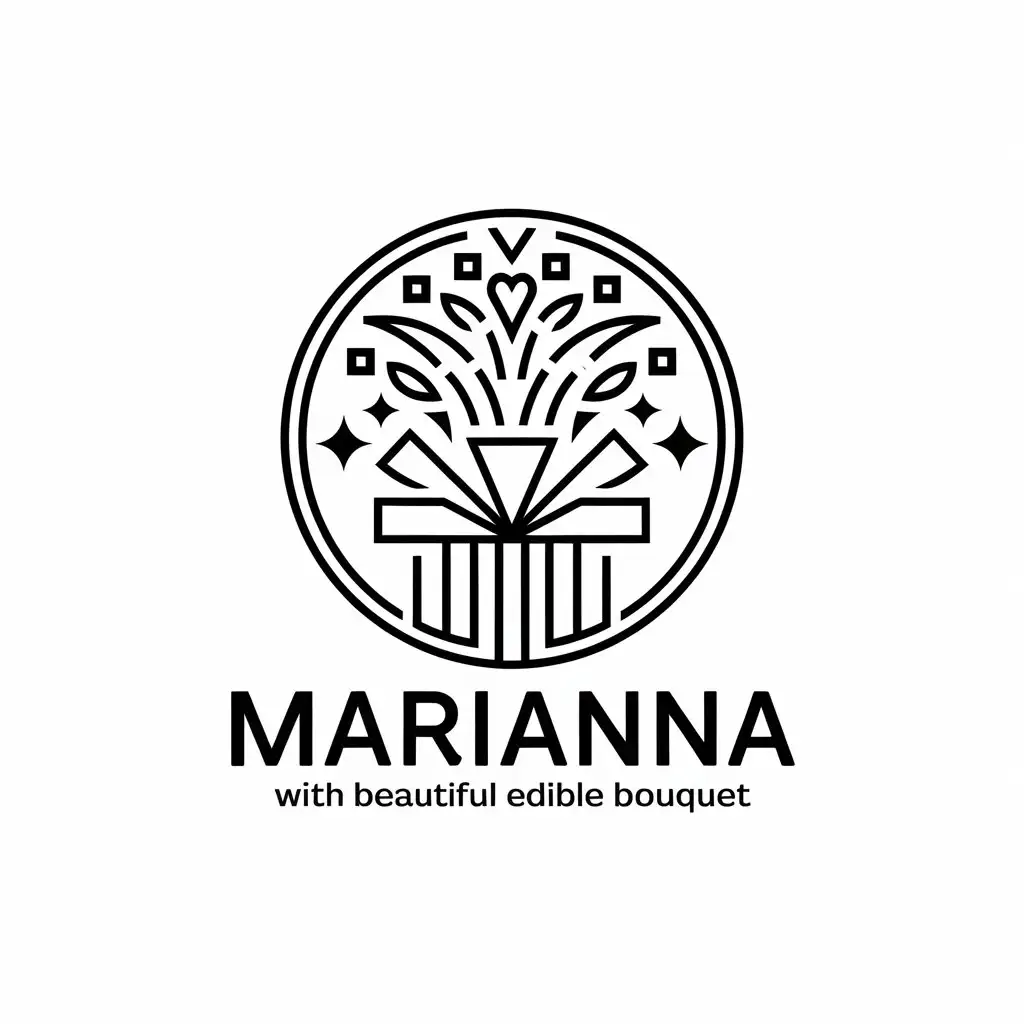 LOGO-Design-for-Marianna-Vector-Logo-Featuring-New-Years-Present-and-Edible-Bouquet-Theme