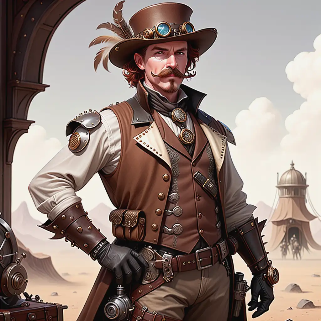 Fantasy Steampunk Scholar with Revolver and Adventuring Gear