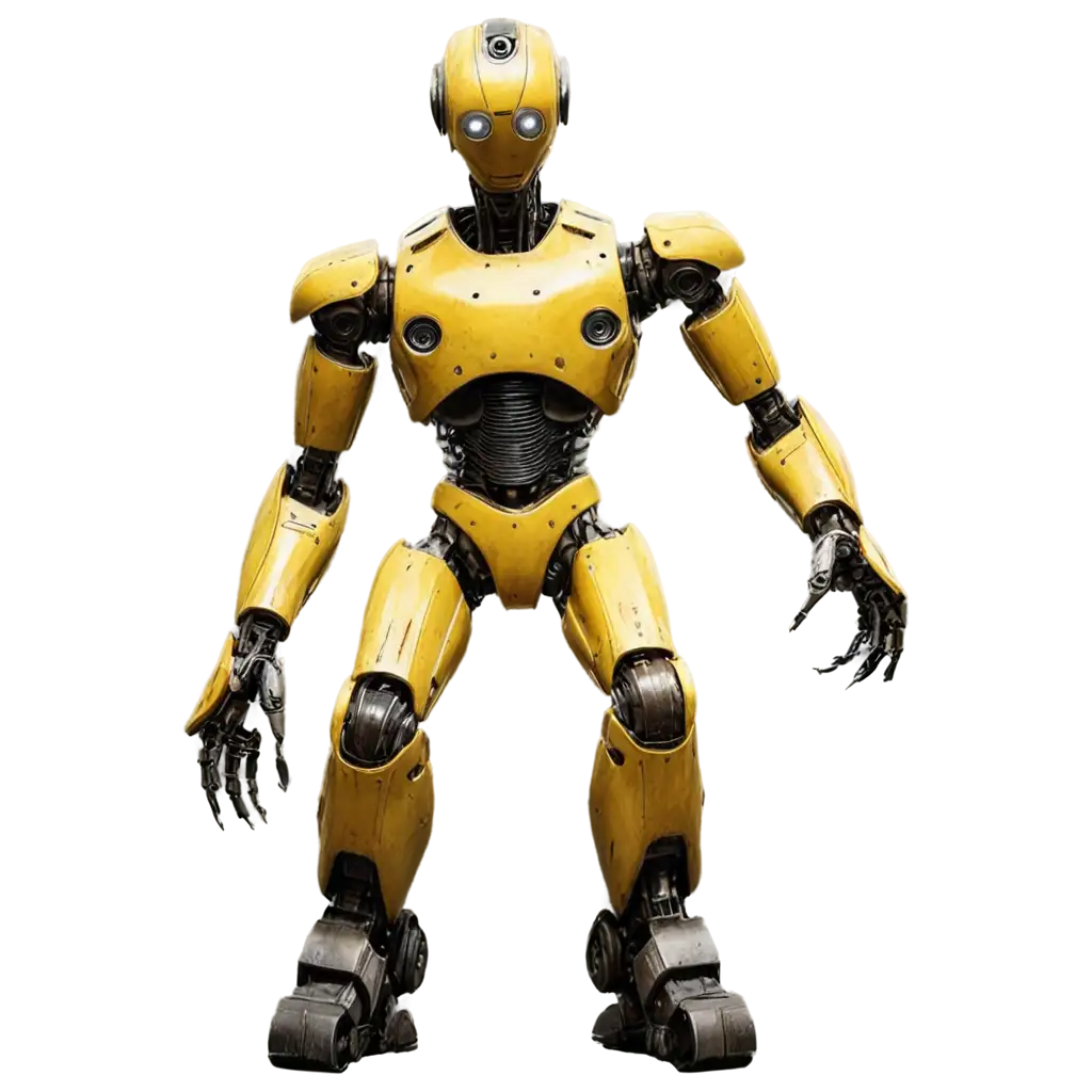 Futuristic-Melancholy-HighResolution-Yellow-Robot-PNG-Art