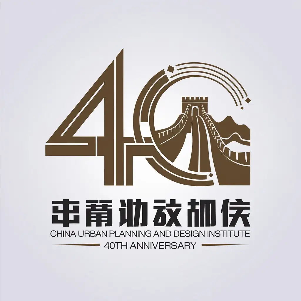 LOGO Design for China Urban Planning and Design Institute 40th Anniversary Great Wall Symbol with Simplistic Design for the Architecture Industry