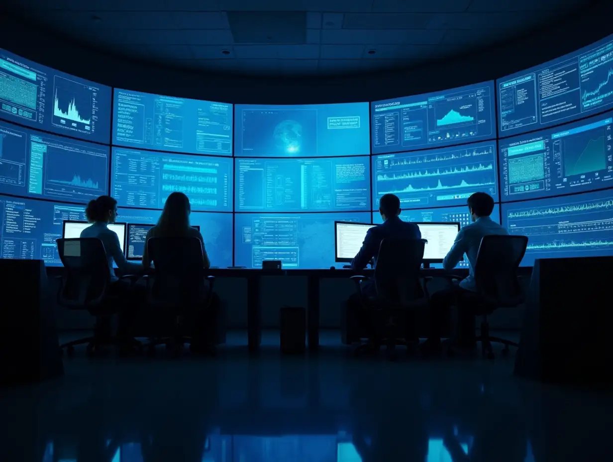 Night-Shift-Cybersecurity-Analysts-in-a-Fortified-Security-Operations-Center