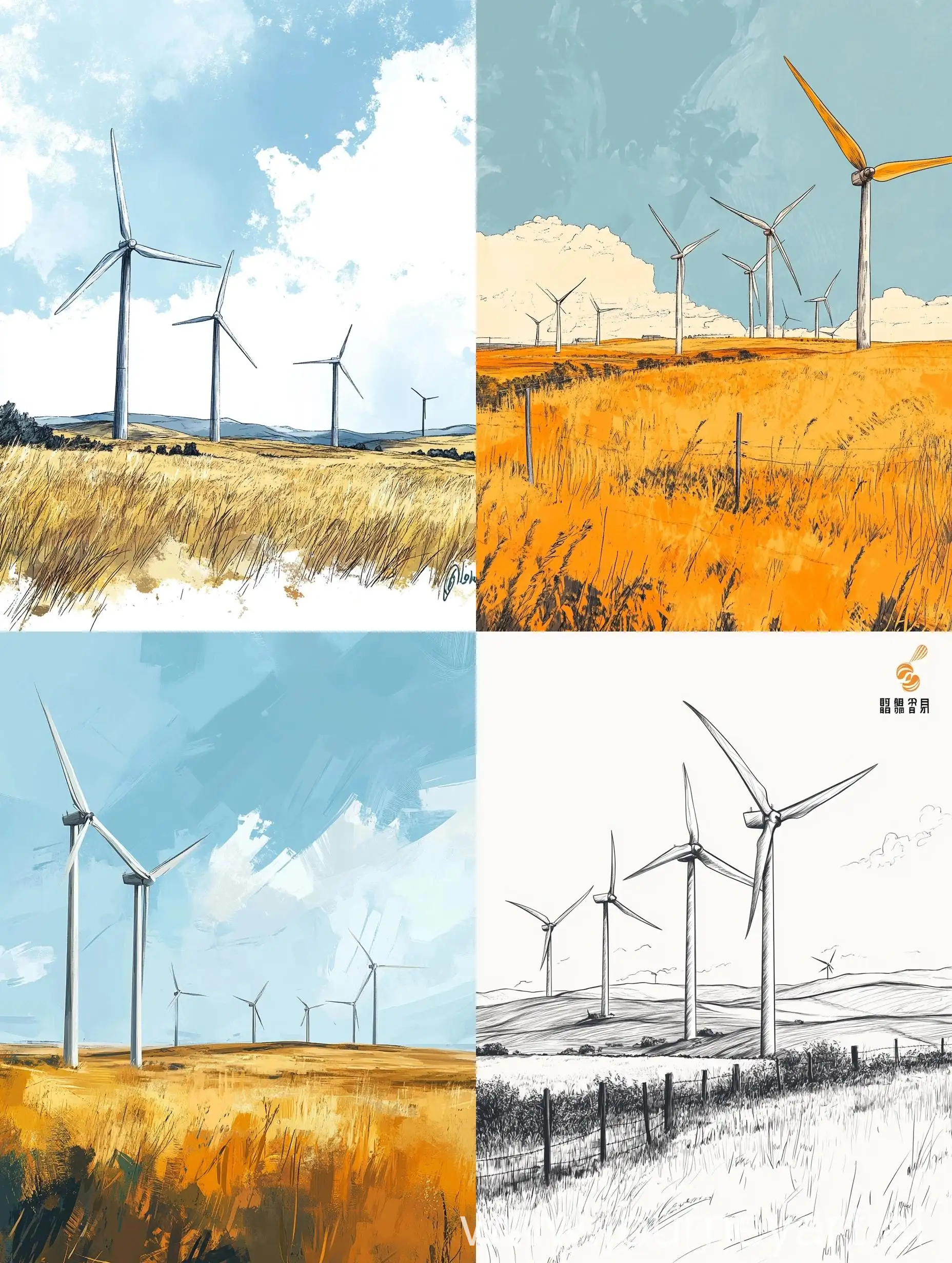 Sketch-of-Wind-Turbines-on-the-Prairie-with-State-Grid-Corporation-of-China-Logo