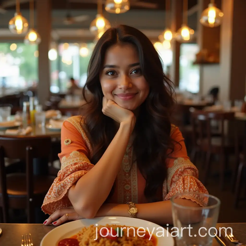 Beautiful-Bangladeshi-Girl-Enjoying-a-Meal-in-a-Cozy-Restaurant