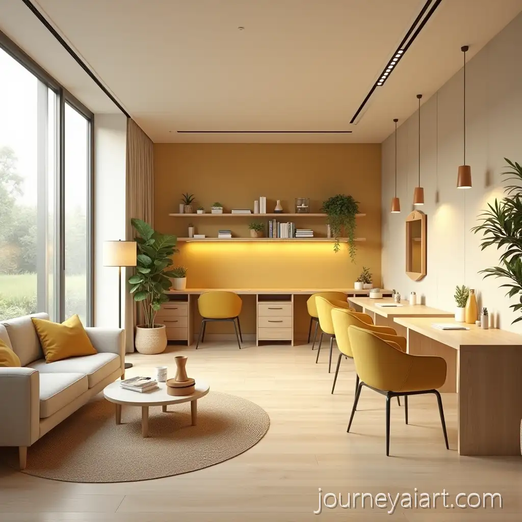 Cozy-Modern-Japandi-Office-Interior-with-Warm-Yellow-Accents-and-Natural-Light