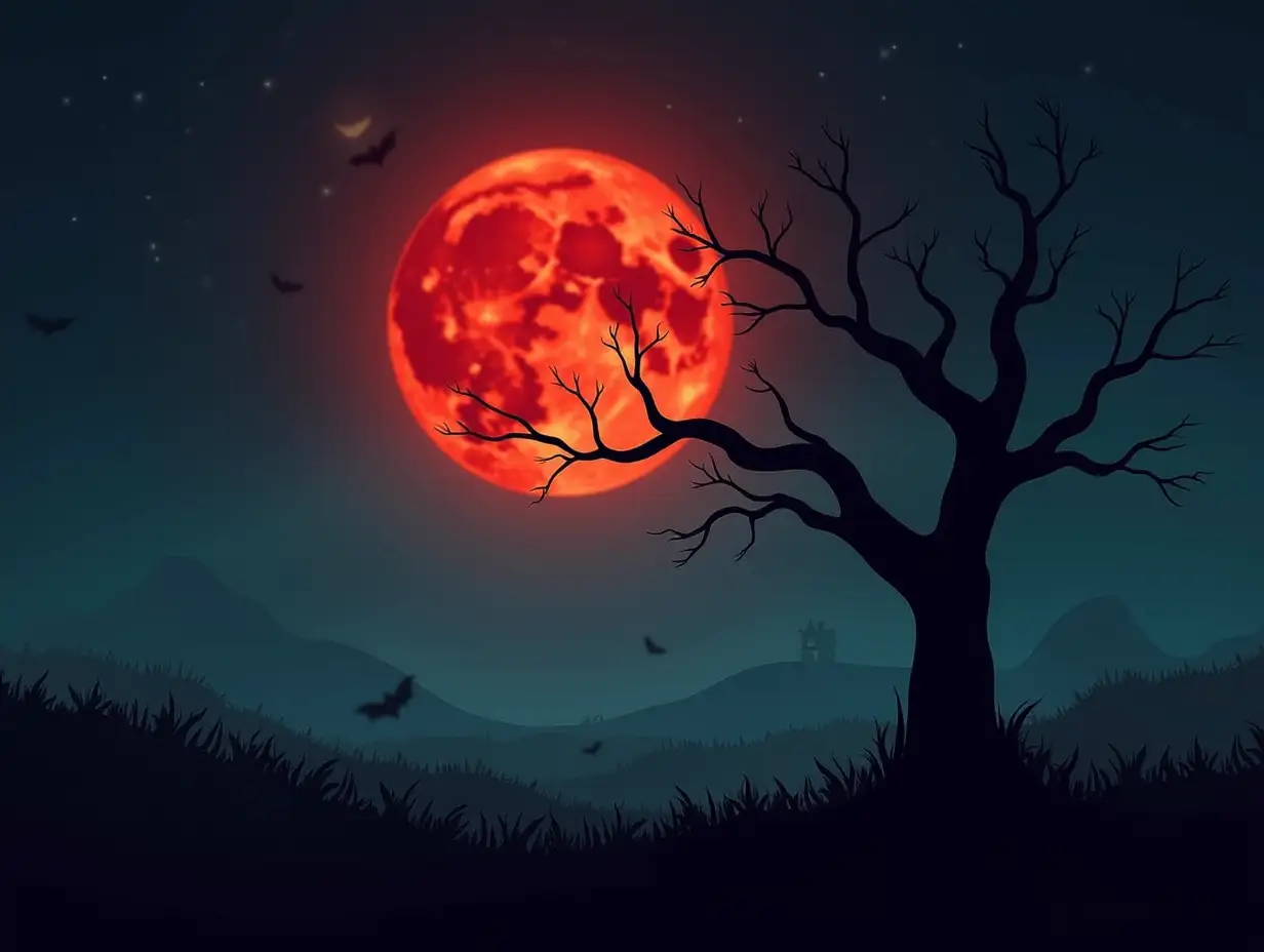 Eerie-Halloween-Night-with-Red-Moon-and-Dead-Tree