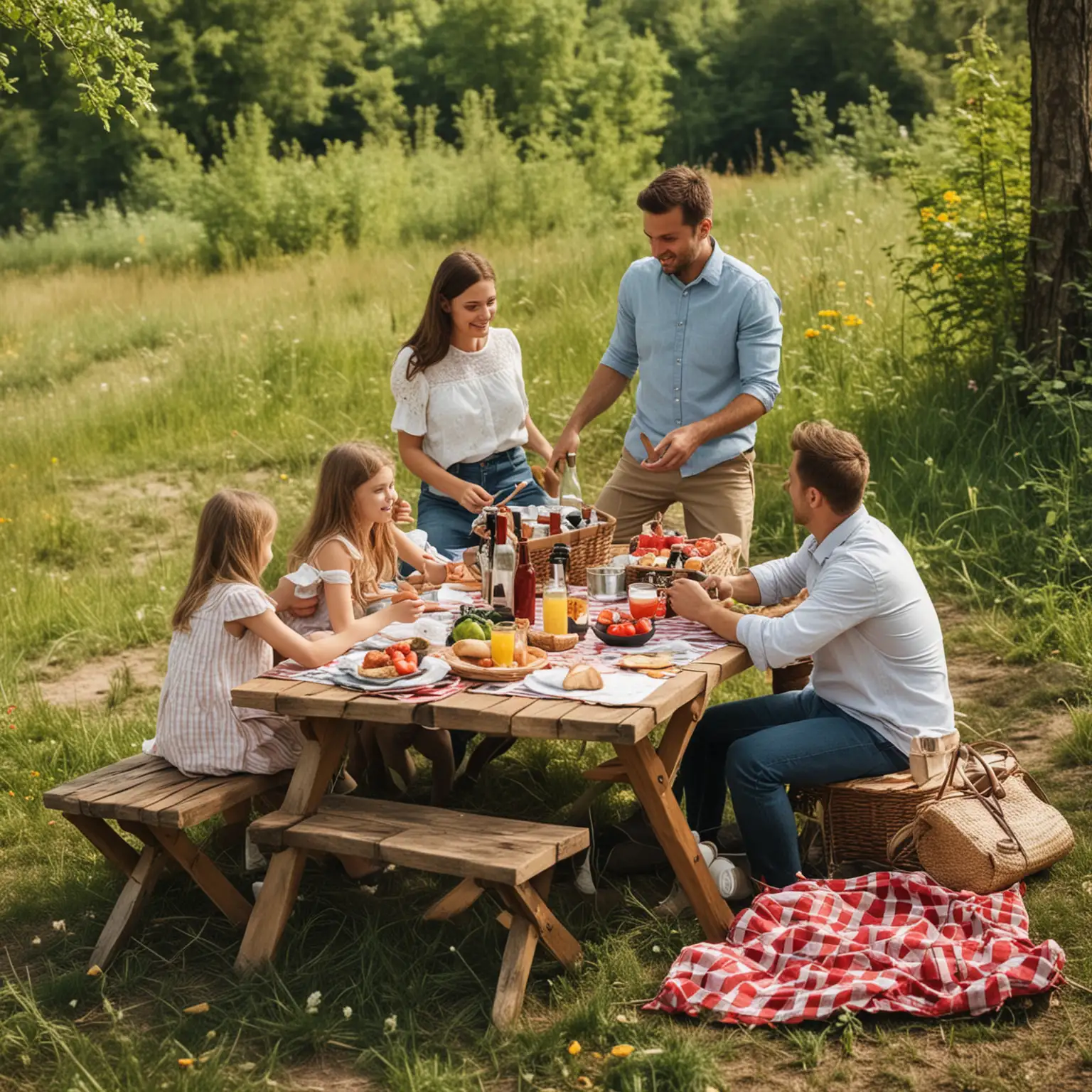 Family Picnic in Nature